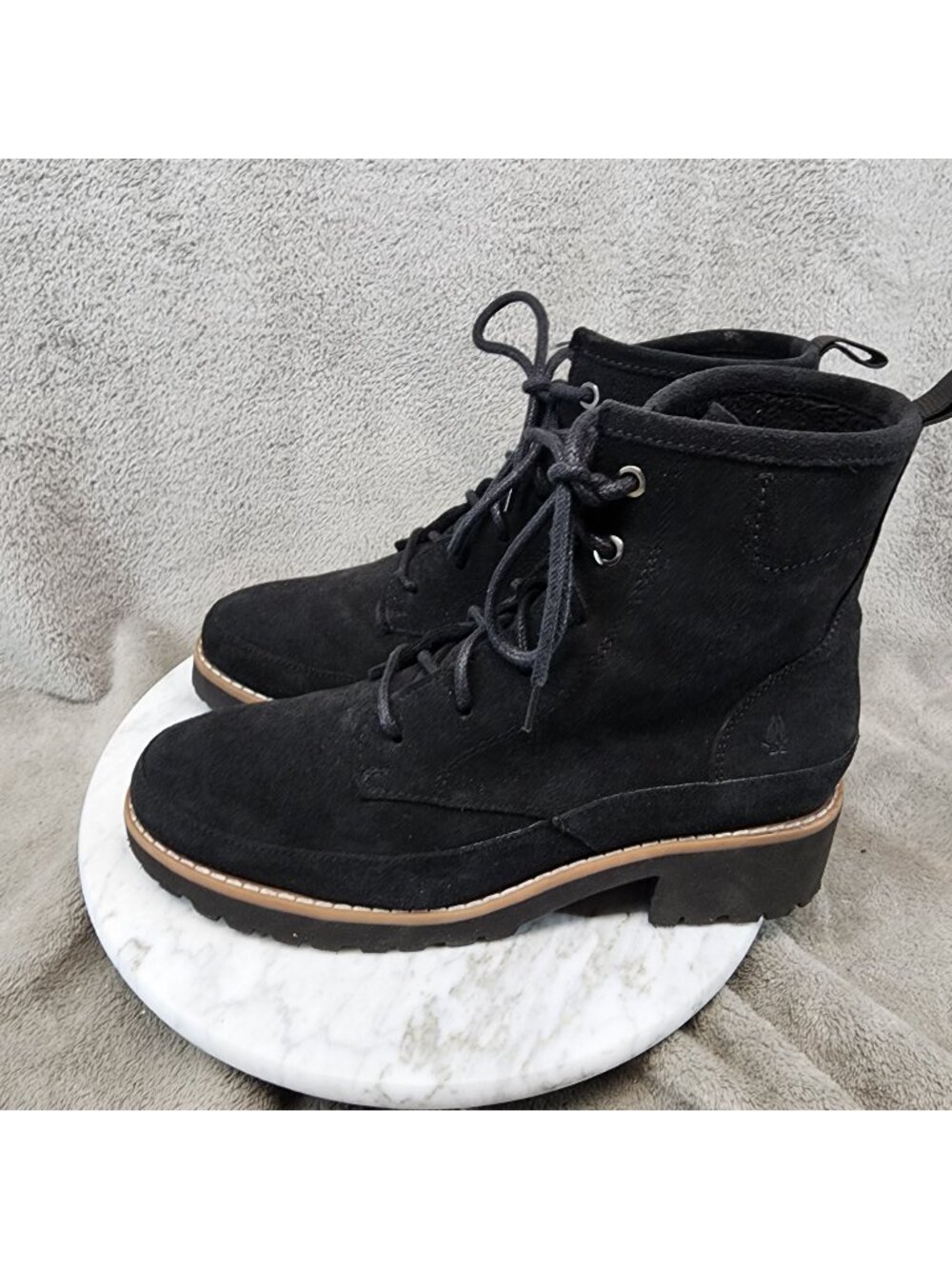 Hush Puppies Shoes Womens Size 8 Black Suede Lace Up Boots *Read*